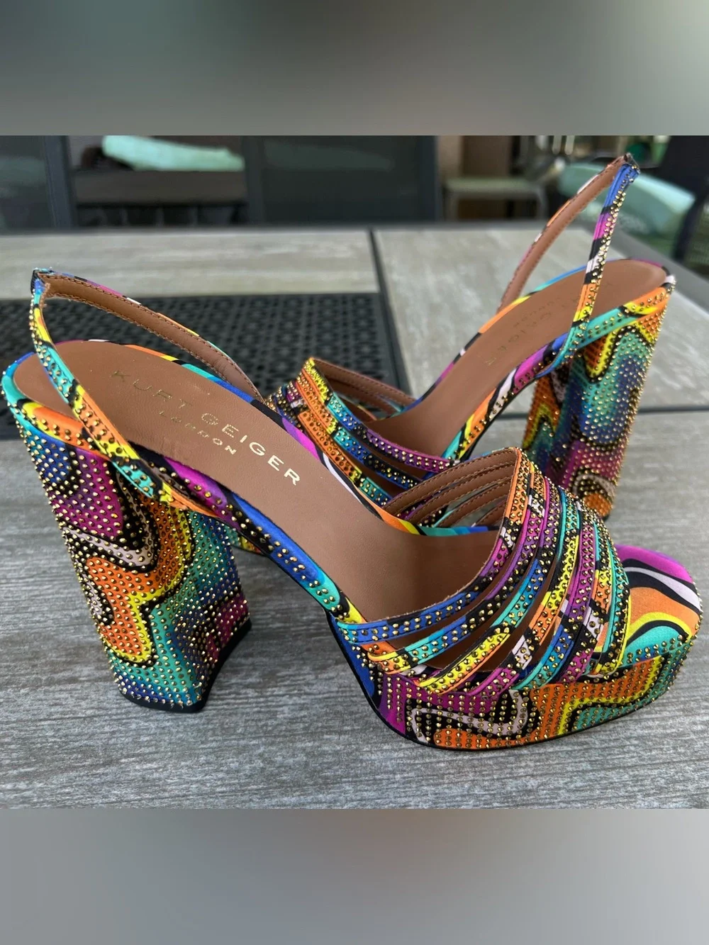 Kurt Geiger Brixton Multicolor Jeweled Platform Sandals – 🌈